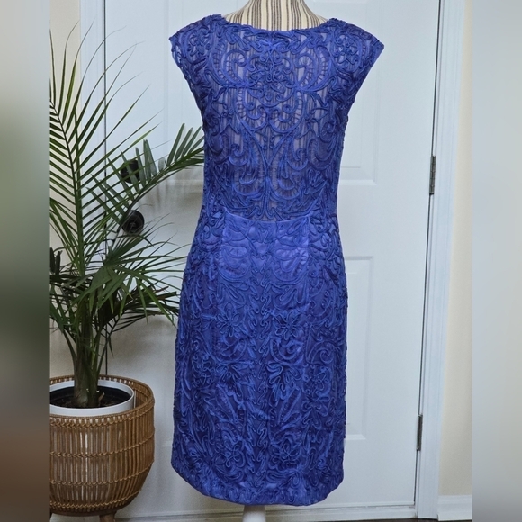 Sue Wong Embroidered Blue Sheath Cocktail Dress Size 10 - Picture 6 of 7